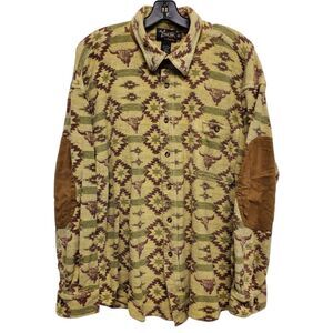 Vintage DICK IDOL by Cabelas Shirt Mens XL Green Bullhead Navajo Flannel Outdoor